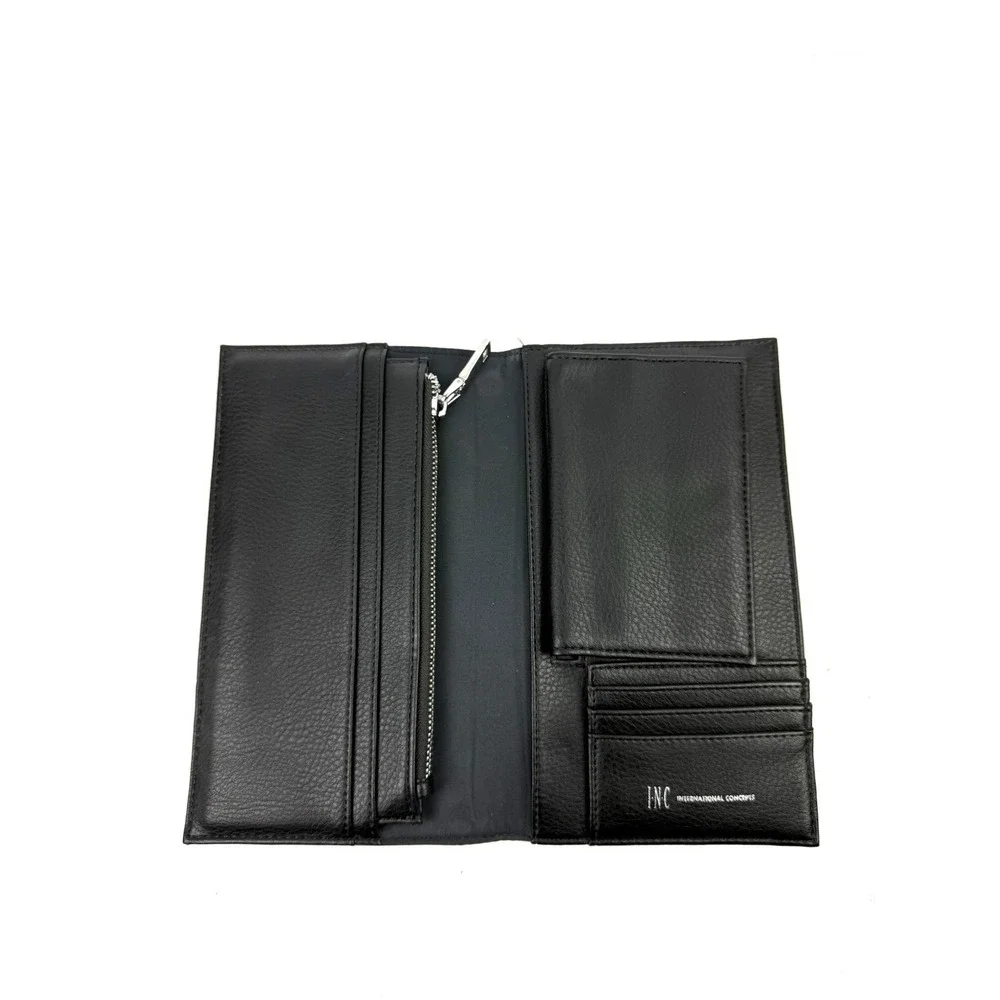 International Concepts 3 In 1 Wallet Black Faux Leather Passport Travel NEW